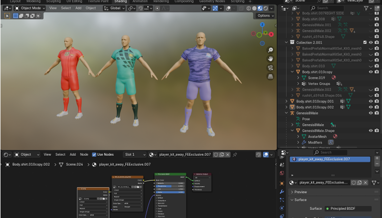 Textured player kits in Blender